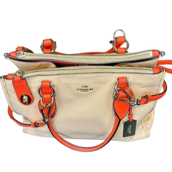 Coach Crosby Leather Carryall Two-Tone Colorblock Crossbody Satchel Bag - Picture 4 of 16